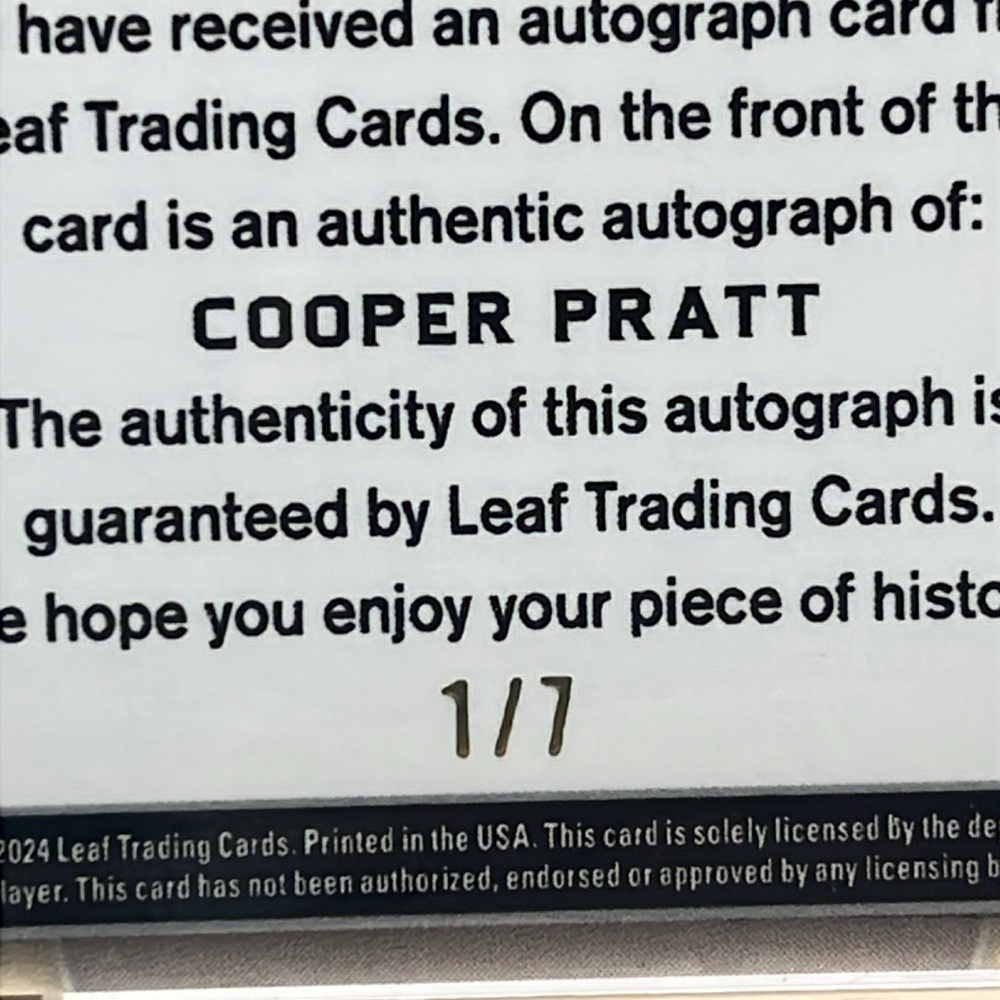 Cooper Pratt Bookend On-Card Auto RC - Picture 3 of 3